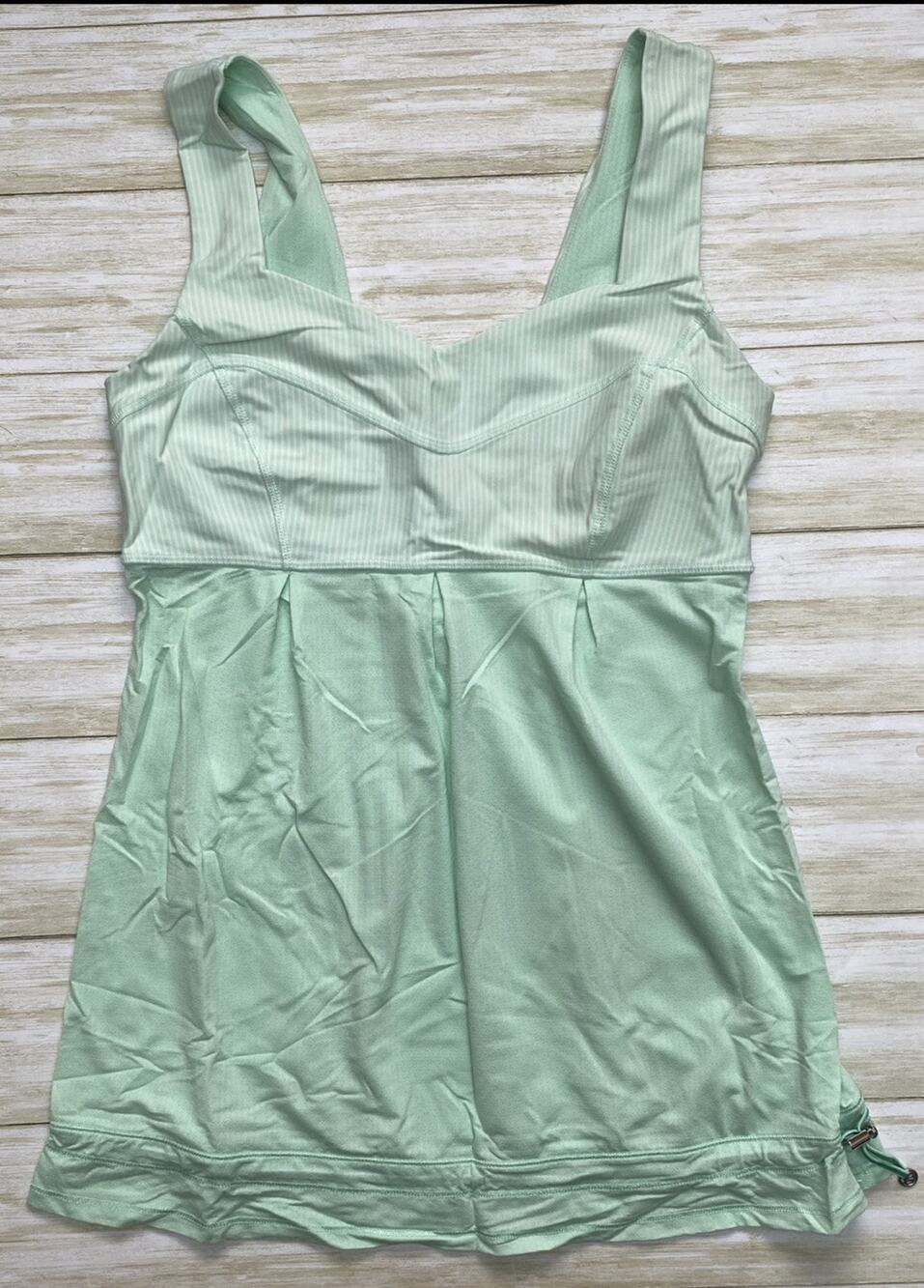 Lululemon Womens Size 6 Wagon Stripe Fresh Teal Tame Me Tank